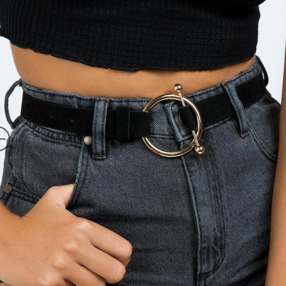 Princess Polly Accessories - Black belt with gold pin detail - Princess Polly